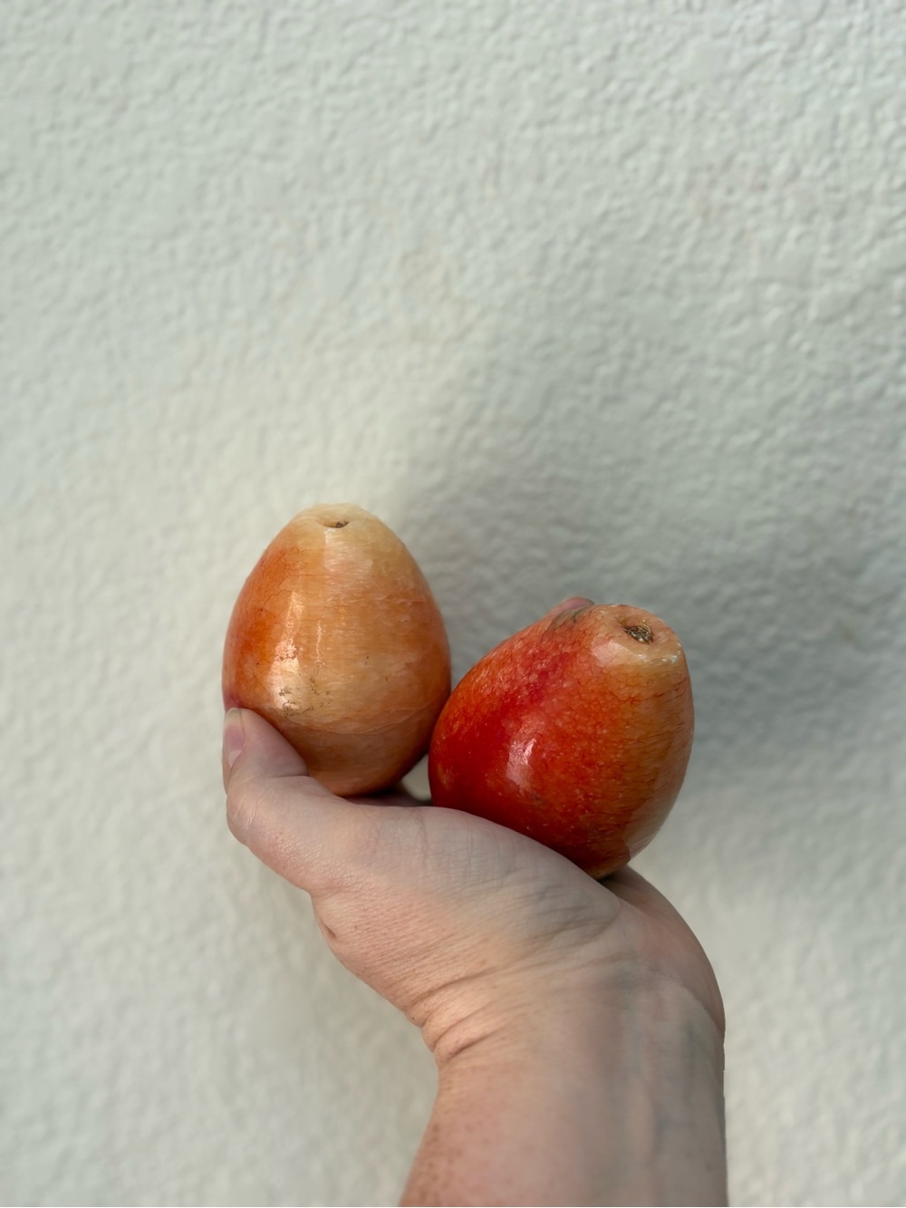 Pair of Marble Red-Orange Fruit